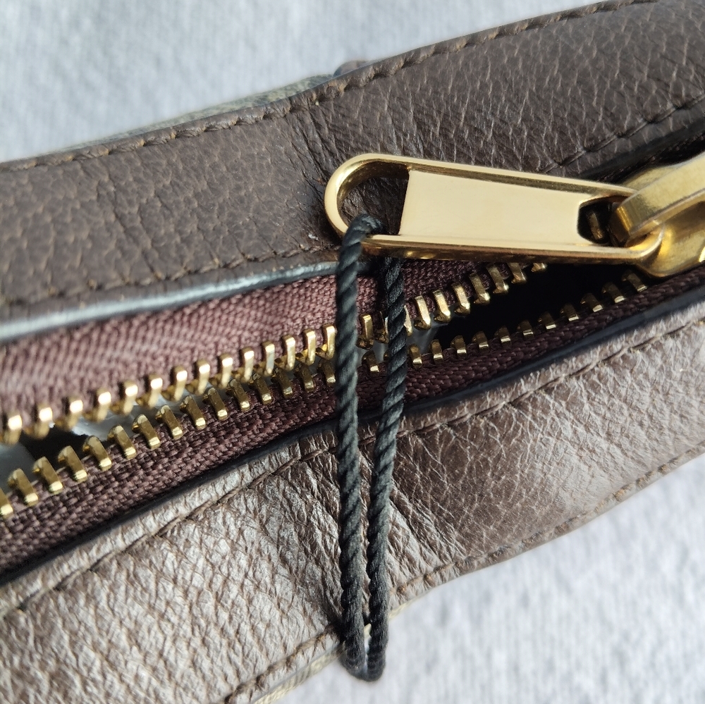 Gucci Brown GG Supreme Crescent Shoulder Bag with Gold Hardware - Picture 6 of 12